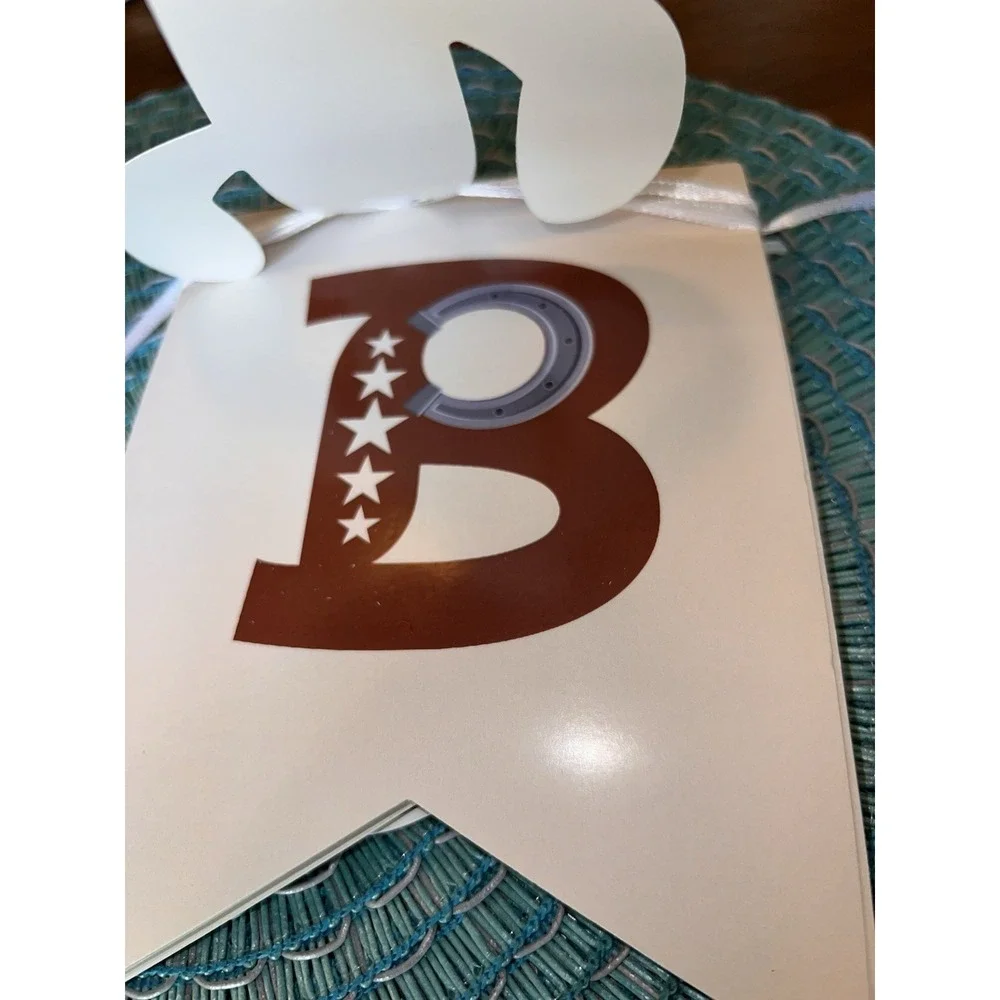 Retro Western Cowboy Happy Birthday Banner Pre-Strung Wild West Party Decoration